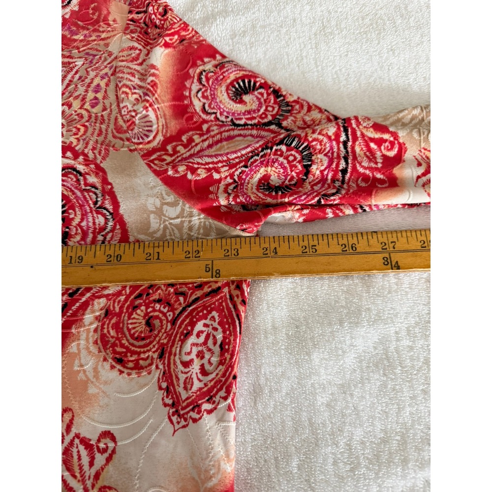 JM Collection Woman Red Paisley 3/4 Sleeve Scoop Neck Top Blouse 1X - Picture 6 of 10